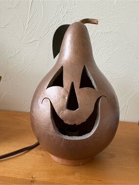 Metallic Brown Meadowbrooke Gourds Jack-o'-Lantern pumpkin lamp luminary